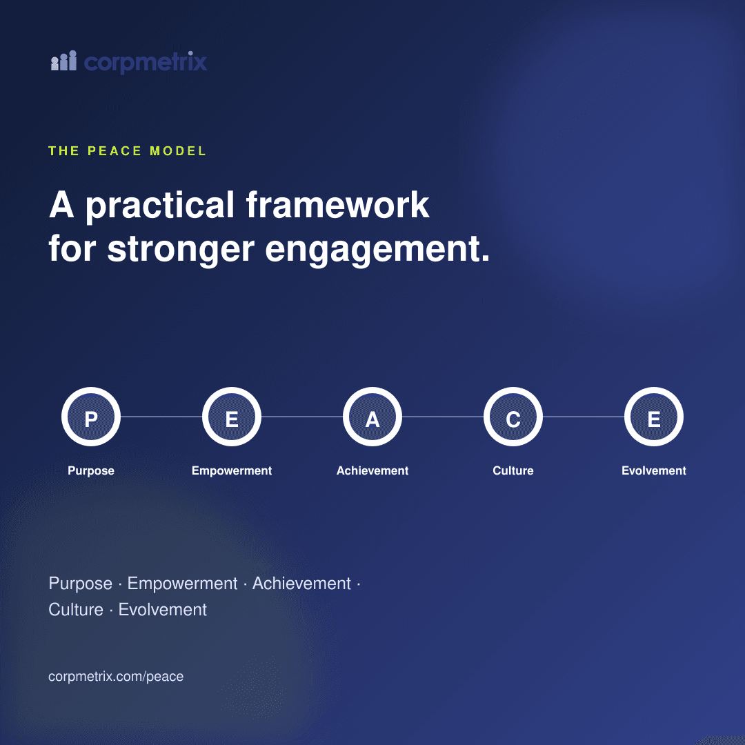 The PEACE model — Purpose, Empowerment, Achievement, Culture, Evolvement